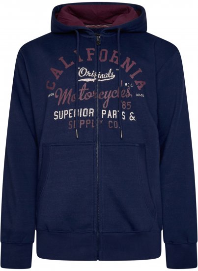 Kam Jeans 7085 Californai Zip Thru Hoodie Navy - Sweatshirts & hoodies - Sweatshirts/Hoodies grande taille homme