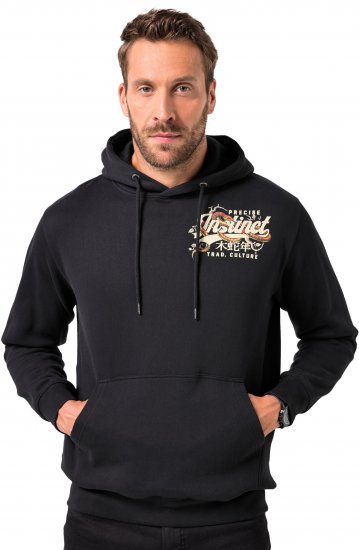 JP1880 Hoodie Breast Print Instinct Black - Sweatshirts & hoodies - Sweatshirts/Hoodies grande taille homme