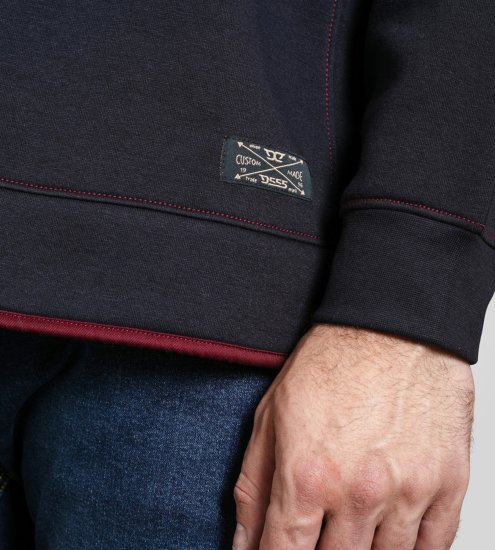 Duke Leicester Quarter Neck Fleece Sweatshirt Navy TALL - TALL sweatshirts - 