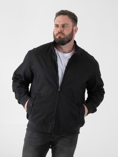 D555 Kent Elastic Rib Hem & Cuffs Harrington Jacket Black - Vestes - Vestes homme grandes tailles