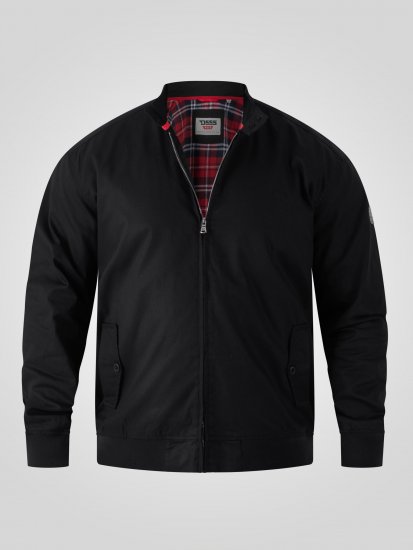 D555 Kent Elastic Rib Hem & Cuffs Harrington Jacket Black - Vestes - Vestes homme grandes tailles