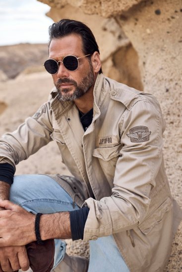 JP1880 Field Jacket with Badges Vintage Look Dark Beige - Vestes - Vestes homme grandes tailles