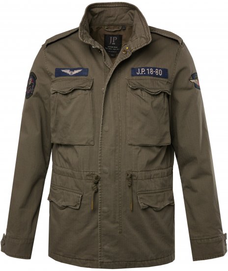 JP1880 Field Jacket with Badges Vintage Look Moss Green - Vestes - Vestes homme grandes tailles
