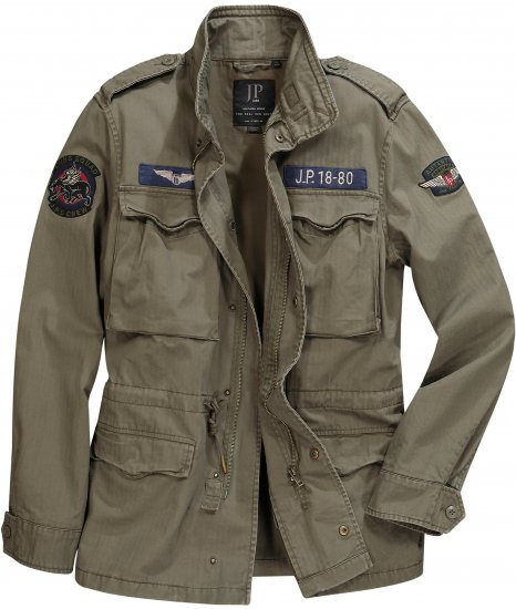 JP1880 Field Jacket with Badges Vintage Look TALL Moss Green - TALL vestes - 
