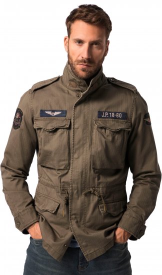 JP1880 Field Jacket with Badges Vintage Look TALL Moss Green - TALL vestes - 