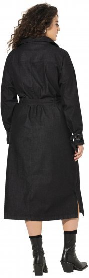 Ulla Popken Denim Acid Wash Trench Coat Black - Vestes - 