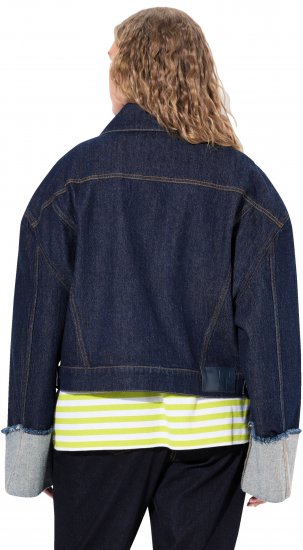 Ulla Popken Stretch Fit Cropped Denim Jacket Rinsed Wash - Vestes - 