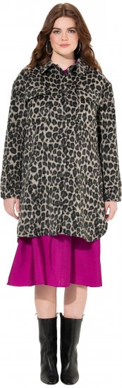 Ulla Popken Leopard Print Shirt Jacket Black - Vestes - 