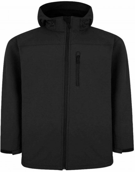 Espionage FL033 Softshell Jacket with Detachable Hood Black - Vestes - Vestes homme grandes tailles