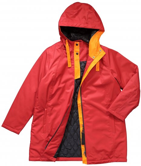 Ulla Popken HYPRAR Triple Function Contrast Trim Quilted Lining Jacket Salsa Red - Vestes - 