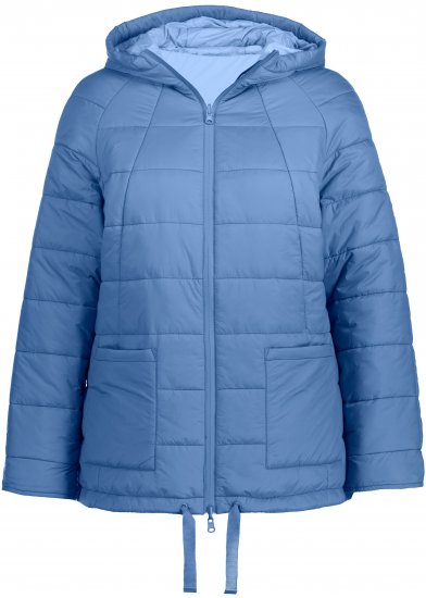 Ulla Popken Reversible Butterfly Print Fully Lined Quilted Jacket Blue Denim - Vestes - 