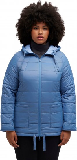 Ulla Popken Reversible Butterfly Print Fully Lined Quilted Jacket Blue Denim - Vestes - 