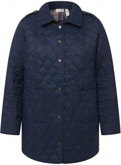 Ulla Popken Quilted Jacket with Plaid Lining Navy - Vestes - 