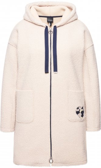 Ulla Popken Oversized Teddy Plush Heart Detail Jacket Pebble Grey - Vestes - 