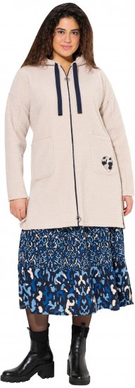 Ulla Popken Oversized Teddy Plush Heart Detail Jacket Pebble Grey - Vestes - 