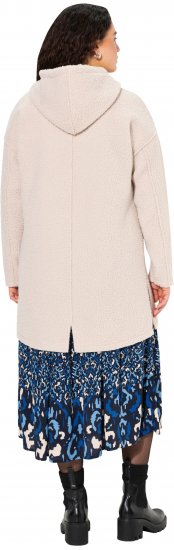 Ulla Popken Oversized Teddy Plush Heart Detail Jacket Pebble Grey - Vestes - 