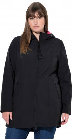 Ulla Popken Hyprar Soft Shell Water Repellent Hooded Jacket Black - Vestes - 