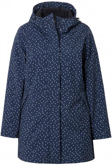 Ulla Popken Raindrop Print Longline Waterproof Jacket Navy - Vestes - 