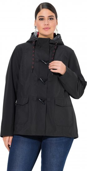 Ulla Popken HYPRAR Toggle Button Microfleece Lined Jacket Black - Vestes - 