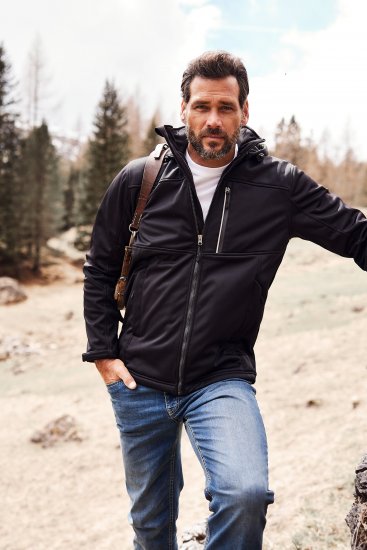 JP1880 Jacket Fleece Lined Softshell Black - Vestes - Vestes homme grandes tailles