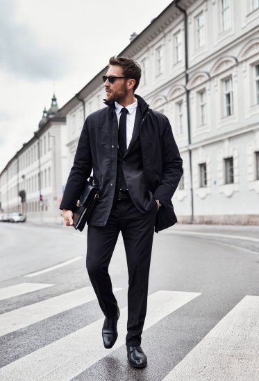 JP1880 Jacket Business Waterproof Black - Vestes - Vestes homme grandes tailles