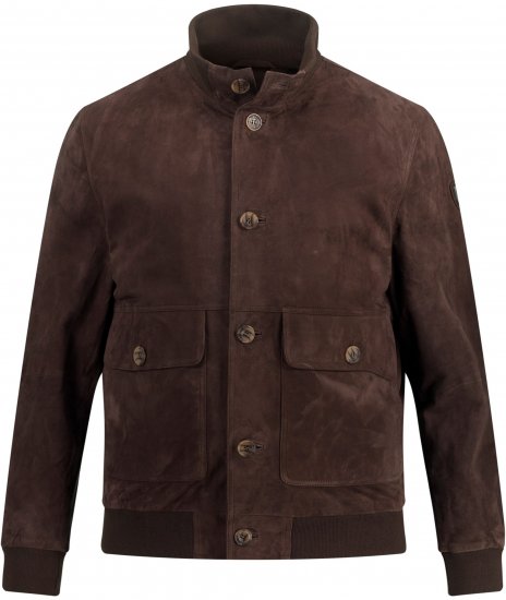 JP1880 Leather Jacket Goat Suede Espresso Brown - Vestes - Vestes homme grandes tailles