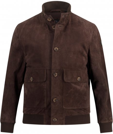 JP1880 Leather Jacket Goat Suede Espresso Brown - Vestes - Vestes homme grandes tailles