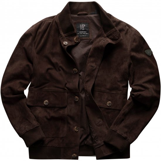 JP1880 Leather Jacket Goat Suede Espresso Brown - Vestes - Vestes homme grandes tailles