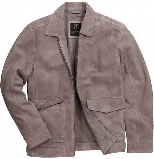 JP1880 Leather Jacket Lamskin Suede Grey - Vestes - Vestes homme grandes tailles