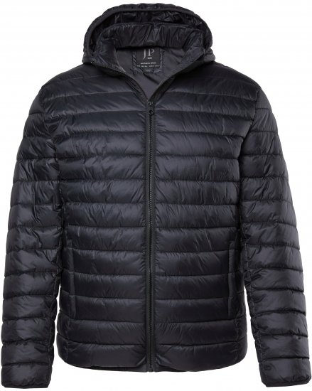JAY-PI Lightly Quilted Jacket with a Hoodie Black - Vestes - Vestes homme grandes tailles