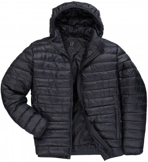 JAY-PI Lightly Quilted Jacket with a Hoodie Black - Vestes - Vestes homme grandes tailles