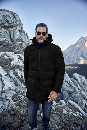 JP1880 Quilted Parka with Multiple Pockets Black - Vestes - Vestes homme grandes tailles