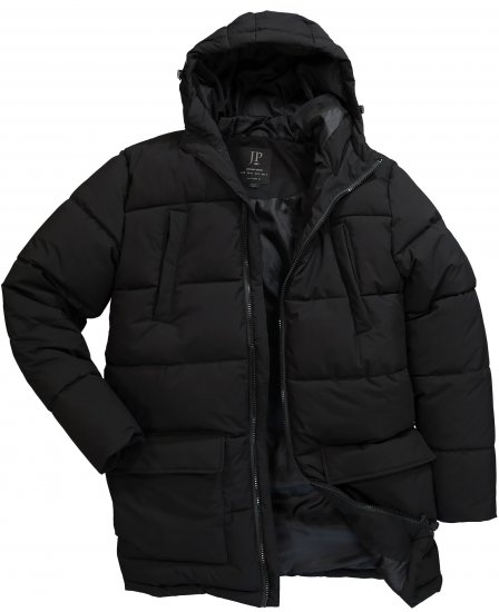 JP1880 Quilted Parka with Multiple Pockets Black - Vestes - Vestes homme grandes tailles