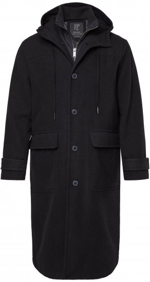 JP1880 Water-repellent Functional Coat with Wool Look Black - Vestes - Vestes homme grandes tailles