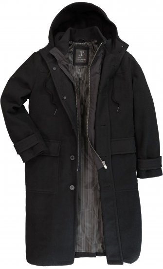 JP1880 Water-repellent Functional Coat with Wool Look Black - Vestes - Vestes homme grandes tailles