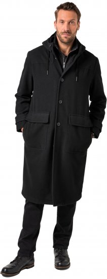JP1880 Water-repellent Functional Coat with Wool Look Black - Vestes - Vestes homme grandes tailles