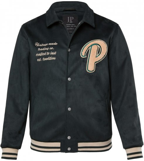 JP1880 Blouson Velour with Chest Embroidery Dark Green - Vestes - Vestes homme grandes tailles