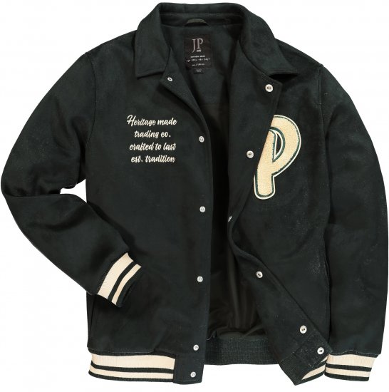 JP1880 Blouson Velour with Chest Embroidery Dark Green - Vestes - Vestes homme grandes tailles
