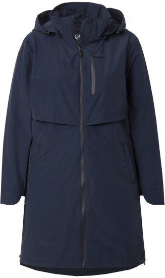 Ulla Popken Hooded with Zippered Pockets and Zippered Side Slits Jacket Navy - Vestes - 