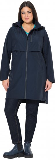 Ulla Popken Hooded with Zippered Pockets and Zippered Side Slits Jacket Navy - Vestes - 