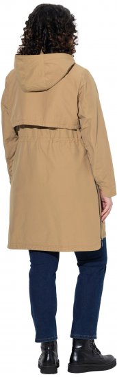 Ulla Popken Hooded with Zippered Pockets and Zippered Side Slits Jacket Mocha - Vestes - 