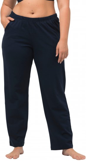 Ulla Popken Bootcut Elastic Waist Cotton French Terry Sport Pants Night Blue - Jeans & Pantalons Femme Grandes Tailles – Plus Size - 