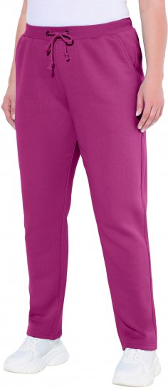 Ulla Popken Basic Drawstring Elastic Waist Cotton Blend Joggers Berry - Jeans & Pantalons Femme Grandes Tailles – Plus Size - 