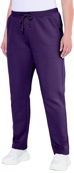 Ulla Popken Basic Drawstring Elastic Waist Cotton Blend Joggers Deep Violet - Jeans & Pantalons Femme Grandes Tailles – Plus Size - 