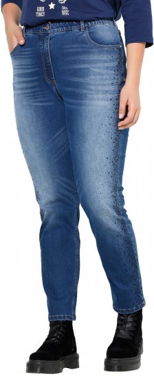 Ulla Popken Rhinestone Detail Stretch Fit Jeans Denim Blue - Jeans & Pantalons Femme Grandes Tailles – Plus Size - 