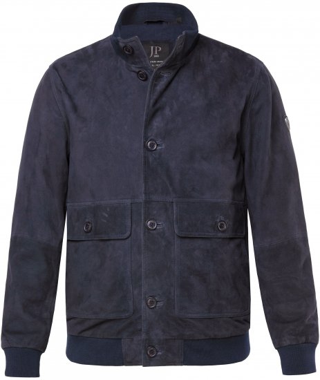 JP1880 Soft Goatskin Suede Leather Jacket Navy - Vestes en cuir - Vestes en cuir grandes tailles