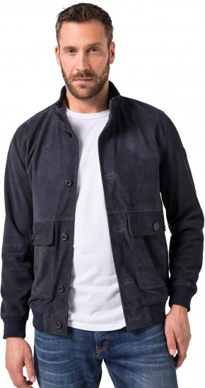 JP1880 Soft Goatskin Suede Leather Jacket Navy - Vestes en cuir - Vestes en cuir grandes tailles