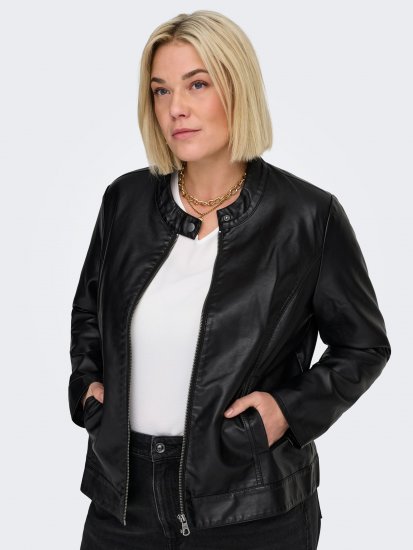 Only Carmakoma Robber Leather Jacket Black - Vestes en cuir - 