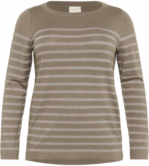 Kaffe Curve Linia Boatneck Pullover Morel Melange with Silver Lurex - Pulls en maille - 