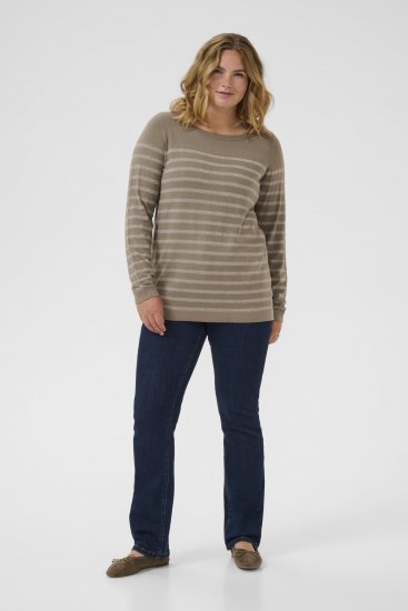 Kaffe Curve Linia Boatneck Pullover Morel Melange with Silver Lurex - Pulls en maille - 